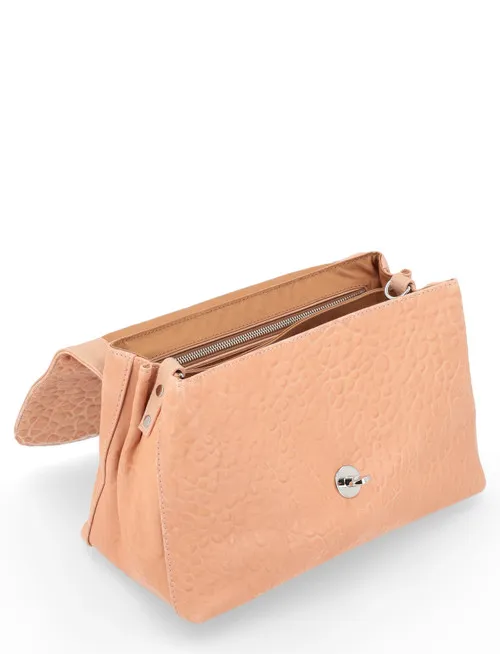 Borsa Zanellato Postina Sansone S in pelle color nude