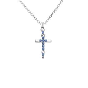 Collana da uomo in oro bianco con zaffiri blu ct 0.21