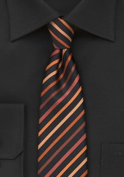 Cravatta business nero righe arancioni