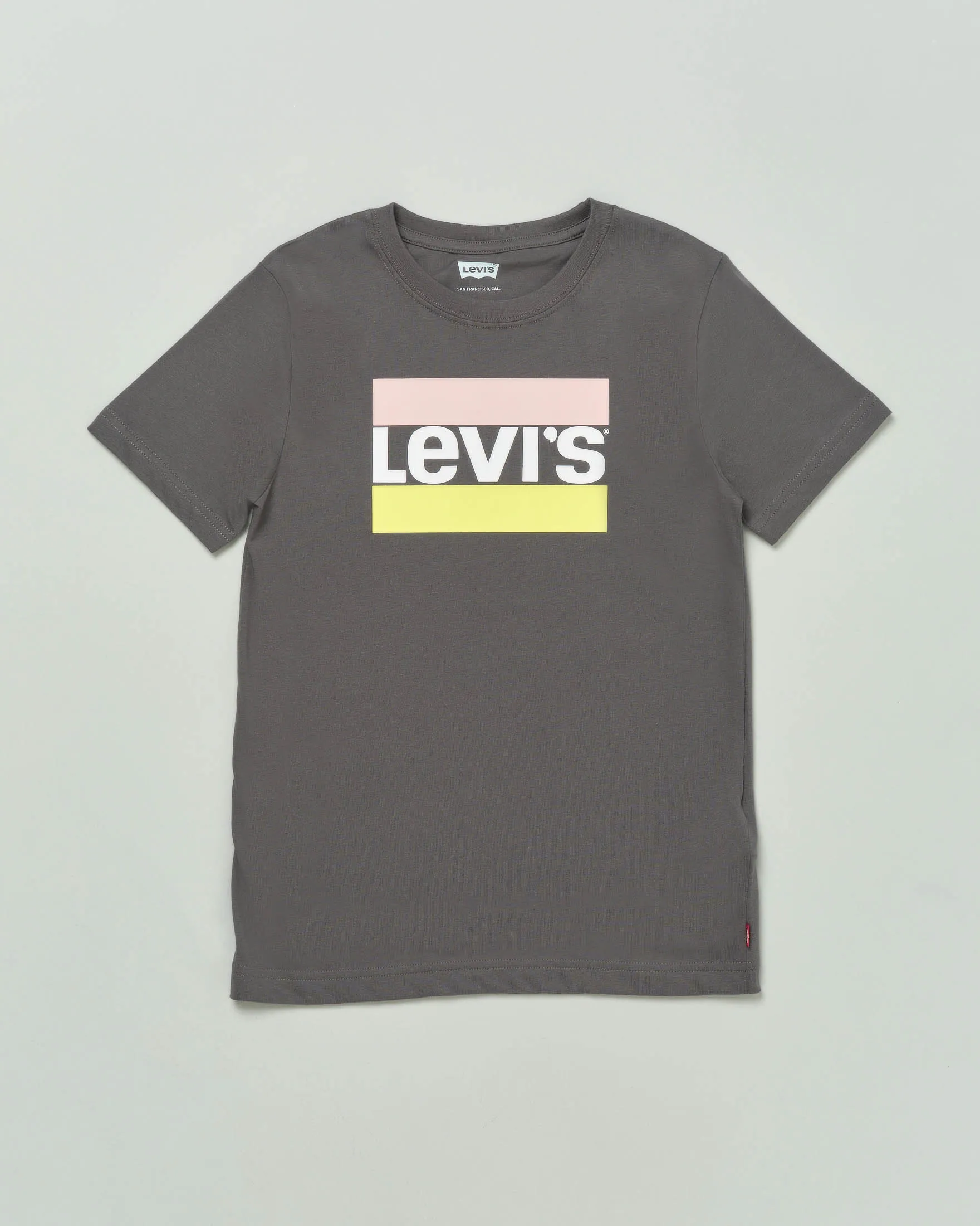 T-shirt antracite a mezza manica con stampa logo a tre colori 10-16 anni